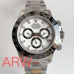 Noob 904L Rolex Watches - Rolex Daytona 4130 White Face Black Bezel 40mm Men's 